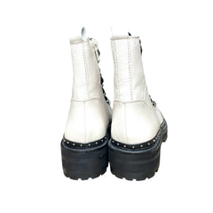 Steve Madden Cream Leather Women’s Combat Hiker Boots