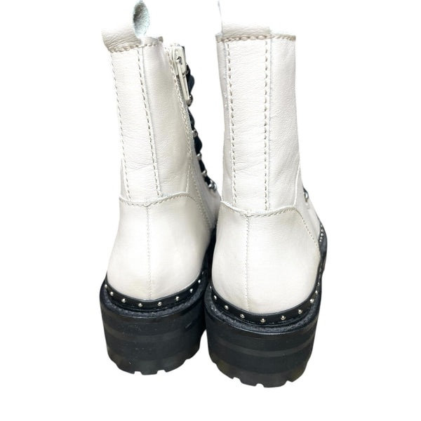 Steve Madden Cream Leather Women’s Combat Hiker Boots