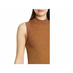 Rag & Bone Raina Bronze Metallic Mock Neck Tank Knit Top