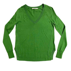 J Brand Cotton Green V Neck Sweater