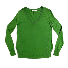 J Brand Cotton Green V Neck Sweater
