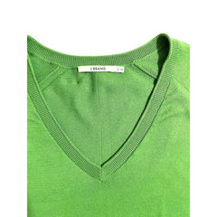 J Brand Cotton Green V Neck Sweater