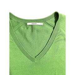 J Brand Cotton Green V Neck Sweater