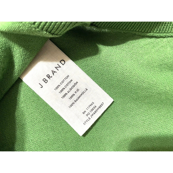 J Brand Cotton Green V Neck Sweater