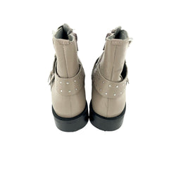 Topshop Paige Beige Leather Studded Buckle Straps Ankle Boots