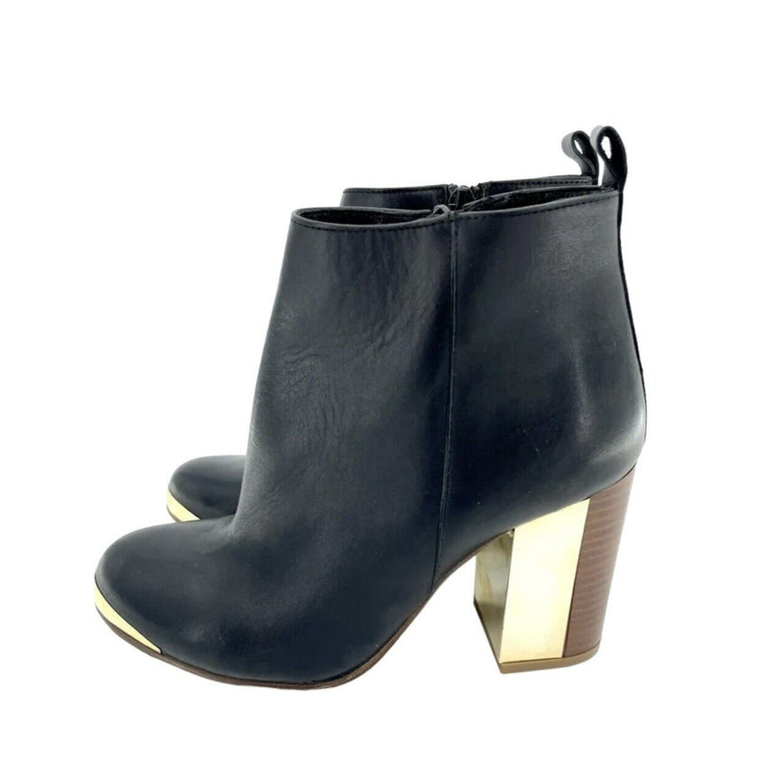 Topshop Boots Metallic Block Heel Leather Ankle Boots