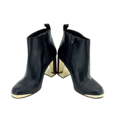 Topshop Boots Metallic Block Heel Leather Ankle Boots