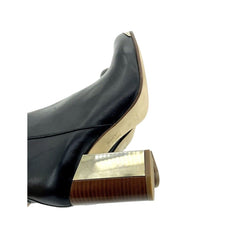 Topshop Boots Metallic Block Heel Leather Ankle Boots