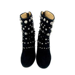 Badgley Mischka Studded Black Suede Ankle Booties