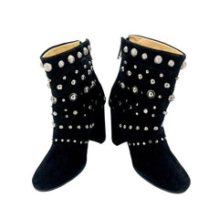 Badgley Mischka Studded Black Suede Ankle Booties