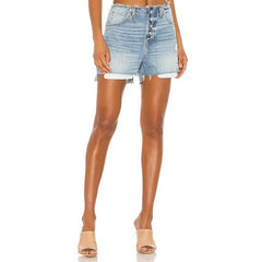 Hudson Jeans Sloane Step Hem Distressed Denim Shorts in Ritual Wash