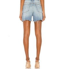 Hudson Jeans Sloane Step Hem Distressed Denim Shorts in Ritual Wash