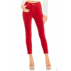 Rag & Bone Chilli Red High Rise Skinny Velvet Ankle Pants