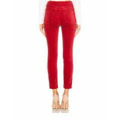 Rag & Bone Chilli Red High Rise Skinny Velvet Ankle Pants