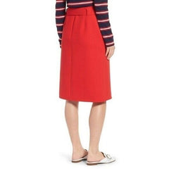 Halogen Red A Line Midi Belted Preppy Skirt