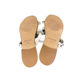 Steve Madden White Leather Split Toe Studded Slide Strappy Sandals