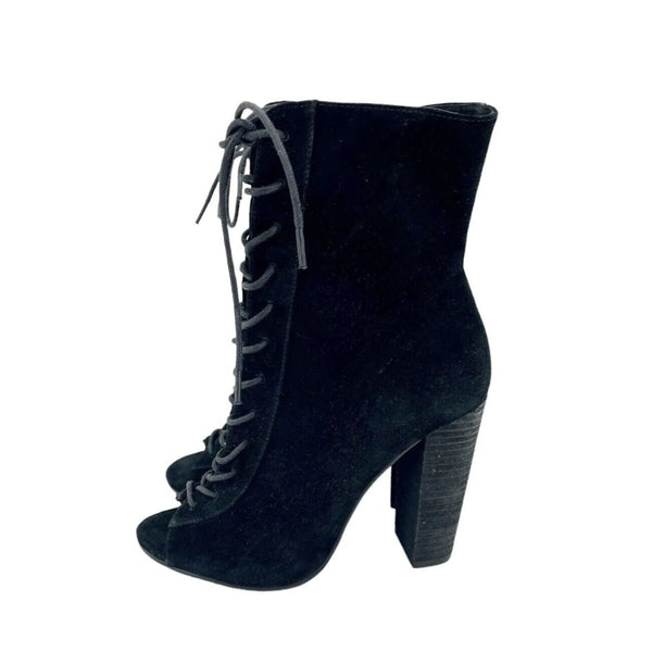 Chinese Laundry Kristin Cavallari Black Suede Peep Toe Black Booties