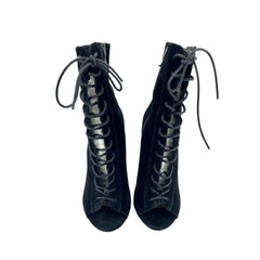 Chinese Laundry Kristin Cavallari Black Suede Peep Toe Black Booties