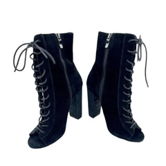 Chinese Laundry Kristin Cavallari Black Suede Peep Toe Black Booties