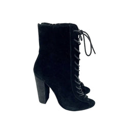 Chinese Laundry Kristin Cavallari Black Suede Peep Toe Black Booties