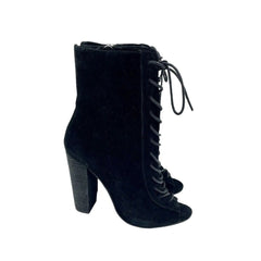 Chinese Laundry Kristin Cavallari Black Suede Peep Toe Black Booties