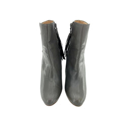 Halogen Grey Leather Lace-Up Ankle Booties