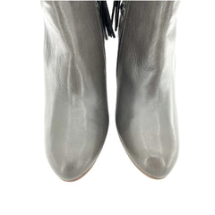 Halogen Grey Leather Lace-Up Ankle Booties