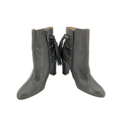 Halogen Grey Leather Lace-Up Ankle Booties