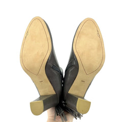 Halogen Grey Leather Lace-Up Ankle Booties