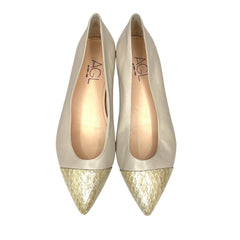 AGL Attilio Giusti Leombruni Beige Leather Pointed Cap Toe Flats