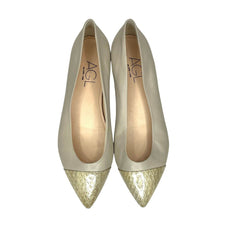 AGL Attilio Giusti Leombruni Beige Leather Pointed Cap Toe Flats