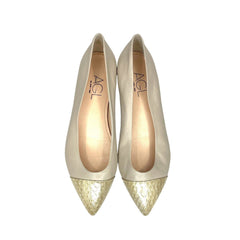 AGL Attilio Giusti Leombruni Beige Leather Pointed Cap Toe Flats