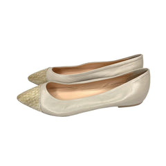 AGL Attilio Giusti Leombruni Beige Leather Pointed Cap Toe Flats