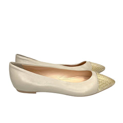 AGL Attilio Giusti Leombruni Beige Leather Pointed Cap Toe Flats