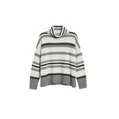 Nordstrom Turtleneck Cashmere Sweater Grey Black Joanna Stripe