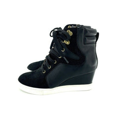 Linea Paolo Dotted Print Suede Leather Wedge Sneakers - PRE-OWNED