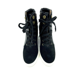 Linea Paolo Dotted Print Suede Leather Wedge Sneakers - PRE-OWNED