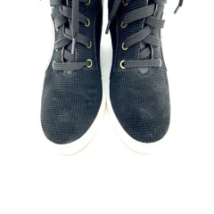 Linea Paolo Dotted Print Suede Leather Wedge Sneakers - PRE-OWNED