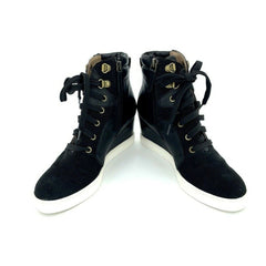 Linea Paolo Dotted Print Suede Leather Wedge Sneakers - PRE-OWNED