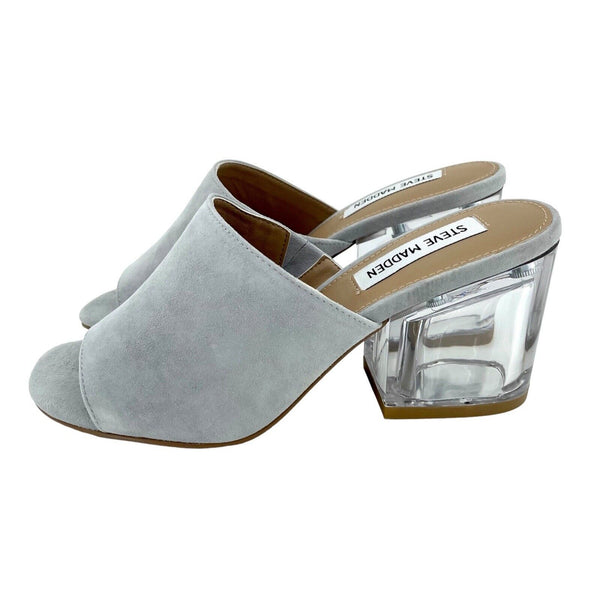 Steve Madden Grey Suede Leather Slip On Mules