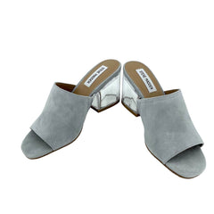 Steve Madden Grey Suede Leather Slip On Mules