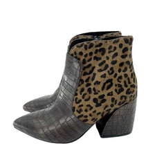 Jeffrey Campbell Bentlee Animal Print Calf Hair Croc Leather Boots