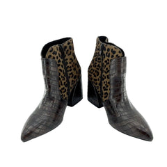 Jeffrey Campbell Bentlee Animal Print Calf Hair Croc Leather Boots