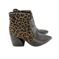 Jeffrey Campbell Bentlee Animal Print Calf Hair Croc Leather Boots