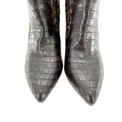 Jeffrey Campbell Bentlee Animal Print Calf Hair Croc Leather Boots