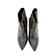 Jeffrey Campbell Bentlee Animal Print Calf Hair Croc Leather Boots