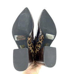 Jeffrey Campbell Bentlee Animal Print Calf Hair Croc Leather Boots