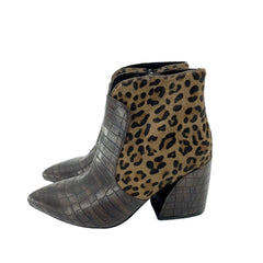 Jeffrey Campbell Bentlee Animal Print Calf Hair Croc Leather Boots