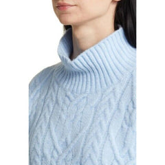 Nordstrom Wool Blend Blue Mock Neck Cable Knit Oversized Sweater