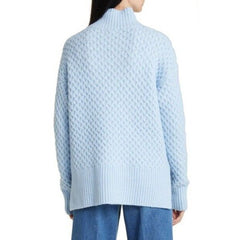 Nordstrom Wool Blend Blue Mock Neck Cable Knit Oversized Sweater